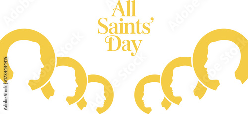 Golden halos surround profiles of people, celebrating All Saints' Day