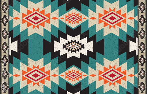 Ethnic tribal Aztec black and white background. Seamless tribal pattern, 
folk embroidery, tradition geometric Aztec ornament.
 Tradition Native and Navaho design for fabric, textile, print, rug, pape