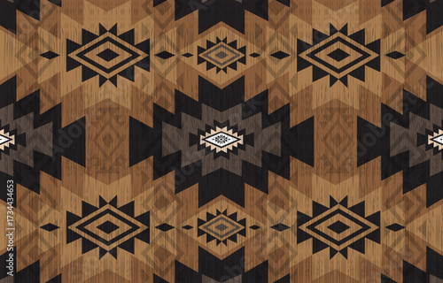 Ethnic tribal Aztec black and white background. Seamless tribal pattern, 
folk embroidery, tradition geometric Aztec ornament.
 Tradition Native and Navaho design for fabric, textile, print, rug, pape