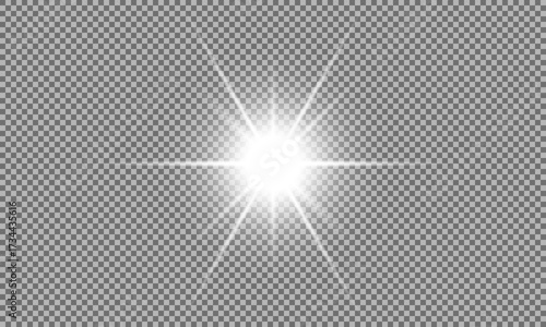 White Light Flare Burst on Transparent Background � Bright Sparkle Glow Effect Overlay for Design, Shine, or Highlight