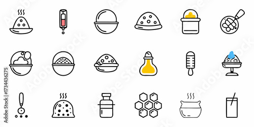 Captivating collection of stylized food and beverage icons, perfect for menus, recipes, and culinary branding, offering a modern and clean visual language for any food-related project.