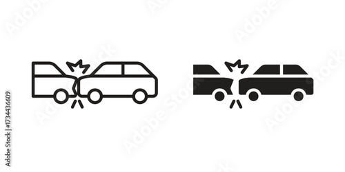 Rear end collision icons simple vector set. logo sign symbol set