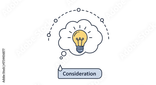 Bright Idea Bulb Symbol of Consideration, Innovation, and Creative Thinking