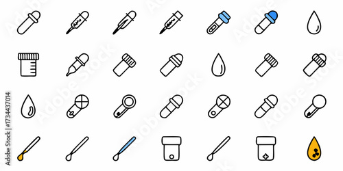 Essential laboratory tools collection featuring droppers, syringes, vials, and swabs for scientific research, medical testing, and educational purposes