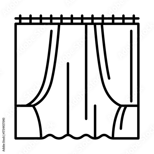 Curtains and drapes icon. Home decor element thin line illustration.
