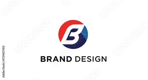 Modern letter B logo design concept with a red and blue circular swoosh for a corporate branding identity vector
