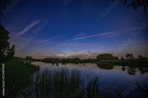 A lovely evening on the pond after sunset