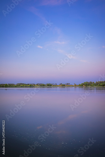 A lovely evening on the pond after sunset