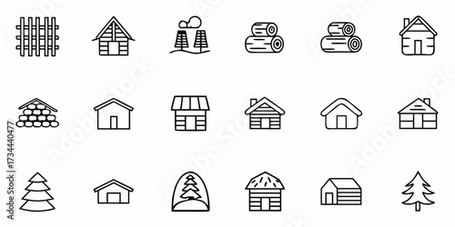 Explore charming rustic cabins, cozy log homes, and essential construction elements like fences and lumber piles, perfect for outdoor living, nature retreats, and building projects