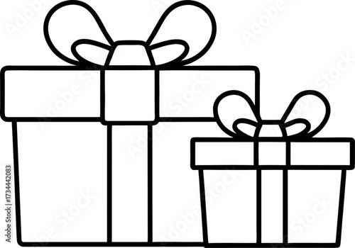 christmas gift box outline coloring book page, gift box line art vector