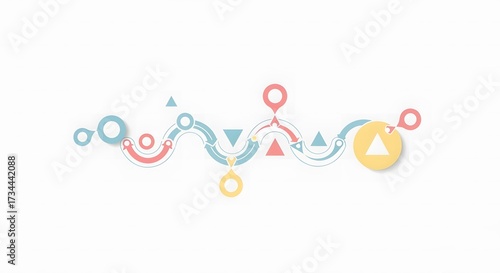 Abstract infographic with colorful geometric shapes and lines, isolated on white background