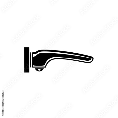 A sleek black and white vector graphic of a modern faucet handle isolated on white background