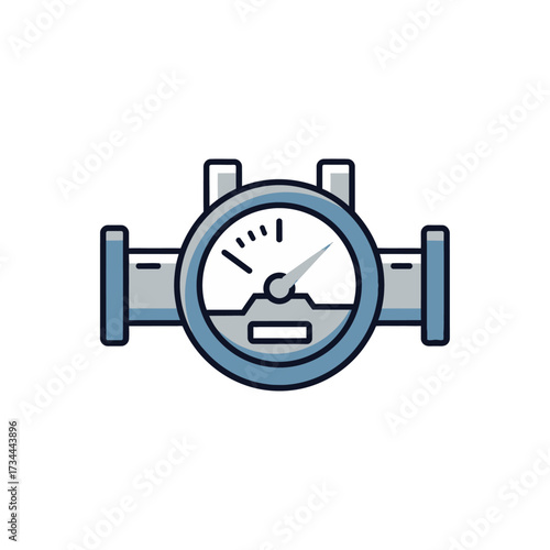 Illustration of a water meter showing water usage, isolated on white background
