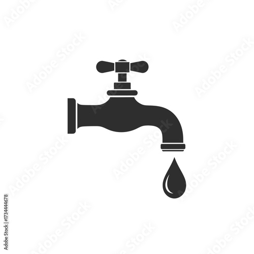 Leaky faucet isolated on white background, water tap with dripping drop of water