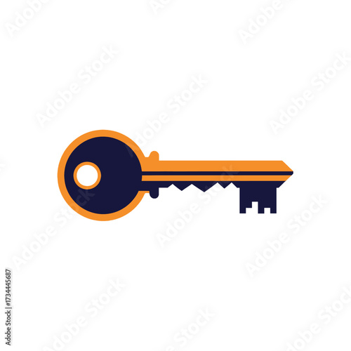 Orange and Blue Key Illustration for Security and Access.