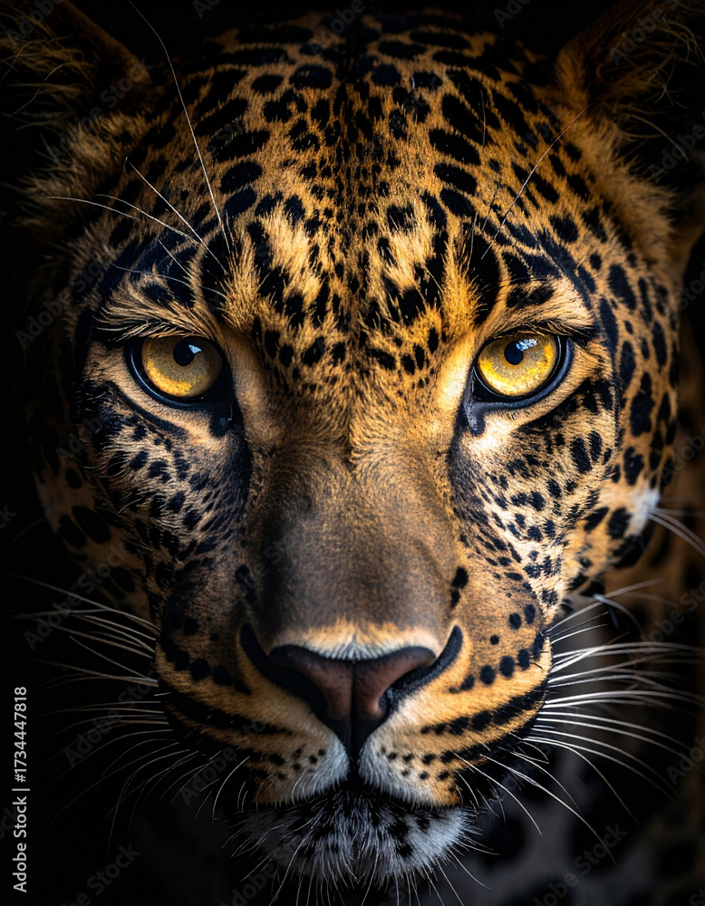 Fototapeta premium Hyper macro close-up of leopard eyes and face