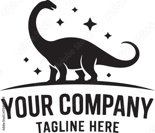 long neck sauropod logo for company branding vintage emblem strong identity vector ai eps png jpeg