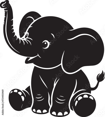baby elephant line art vector eps ai png jpeg friendly cartoon character for children's book