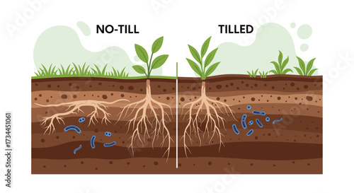 Comparison of No-Till and Tilled Soil Root Systems and Soil Structure.