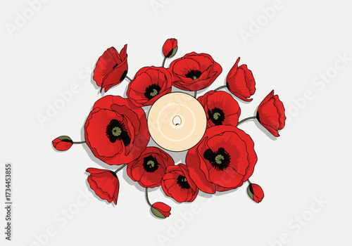 Poppies for Remembrance Day Memorial Ceremony Honouring Veterans and Fallen Soldiers
