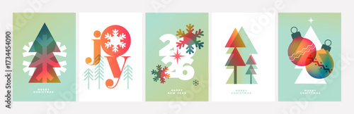 Merry Christmas and Happy New Year. Vector illustrations for greeting card, party invitation card, website banner, social media banner, marketing material.