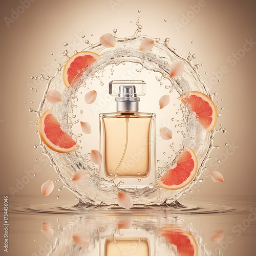 Cream Jar with Citrus and Herbal Elements Natural Concept