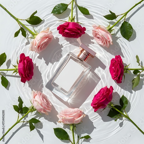 Glass Perfume Bottles with Roses Elegant Romantic Concept