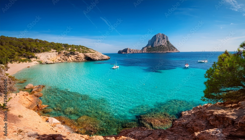 Fototapeta premium stunning nature beach ibiza spain sunny summer day