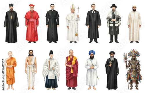 Watercolor World Religious Leaders Set – Traditional Clergy Attire
