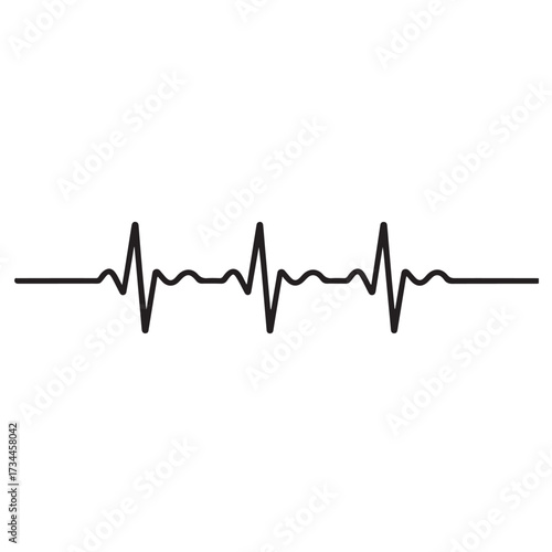 Black electrocardiogram heartbeat line isolated on white background technology background