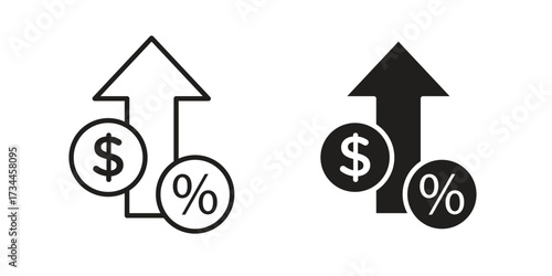 Increase rate icons simple vector set. logo sign symbol set