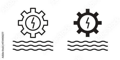 Hydraulic energy icons simple vector set. logo sign symbol set