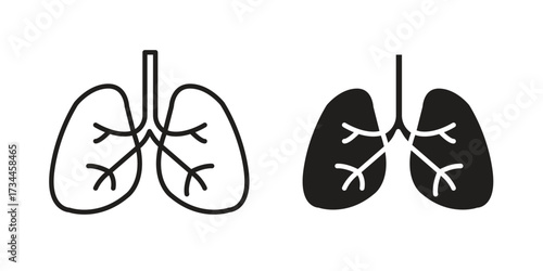 Human lungs icons simple vector set. logo sign symbol set