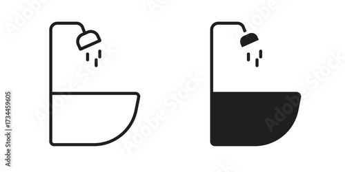 Hair washer sink icons simple vector set. logo sign symbol set