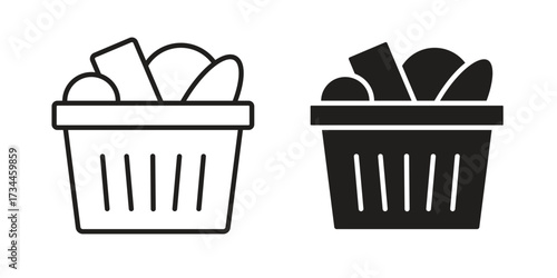 Grocery basket icons simple vector set. logo sign symbol set
