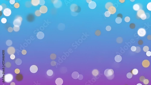 Soft Bokeh Lights Floating on a Gradient Background of Blue and Purple, Dynamic Celebration