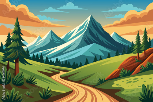 landscape with mountains vector illustration