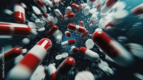 Pill explosion in motion