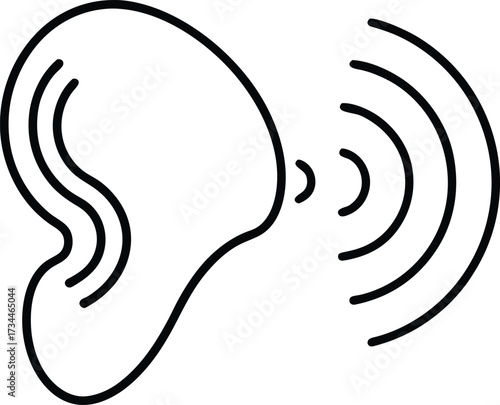 Drawing of an Ear with Sound Waves graphic representation ear radiating