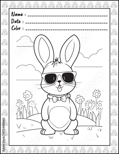 Bold and Easy Easter Coloring Page & Book for Adults and Kid. High resolution (300 DPI), Ready to print on standard 8.5x11-(A4) inch paper With (No Bleed), Black and White. Vector illustration