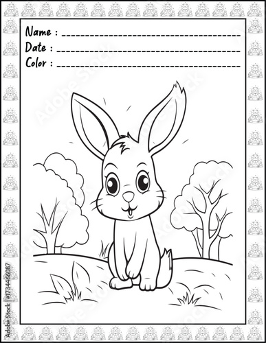 Bold and Easy Easter Coloring Page & Book for Adults and Kid. High resolution (300 DPI), Ready to print on standard 8.5x11-(A4) inch paper With (No Bleed), Black and White. Vector illustration