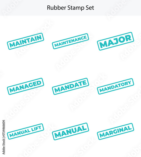 Foto Rubber Stamp Set with Maintain Major Managed Manual Isolated on White Background