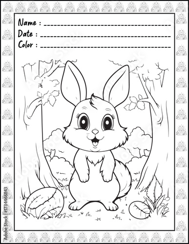 Bold and Easy Easter Coloring Page & Book for Adults and Kid. High resolution (300 DPI), Ready to print on standard 8.5x11-(A4) inch paper With (No Bleed), Black and White. Vector illustration