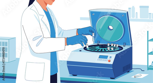 Scientist meticulously preparing samples in a centrifuge for analysis in laboratory setting research