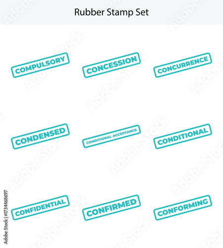 Billede på lærred Set of Isolated Rubber Stamp with Text on White Background, Compulsory to Confor