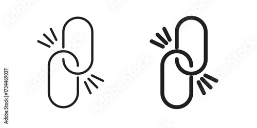 Broken link icons simple vector set. logo sign symbol set