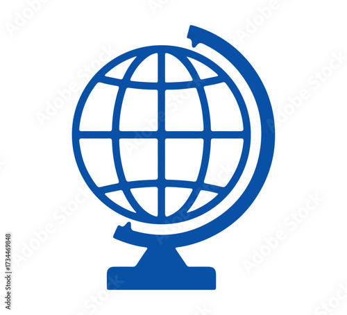 Classroom Globe Icon — Stylized Earth Symbol with Rotating Stand for Education UI, Global Awareness, and Geographic Design Systems