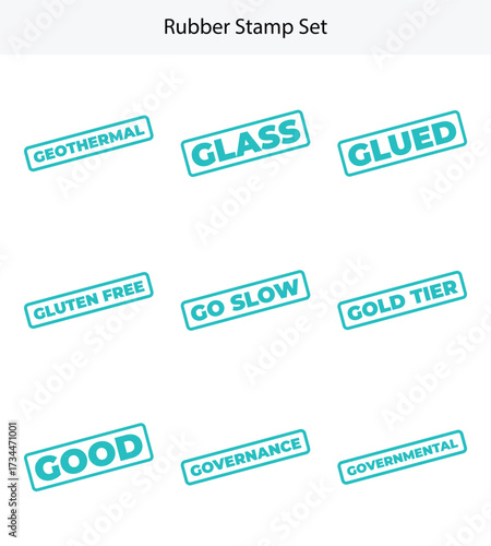 Teal Rubber Stamp Collection Featuring Geothermal, Glass, and Gluten Free Stamps