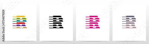 Horizontal Lines Window Blinds Letter Initial Logo Design R