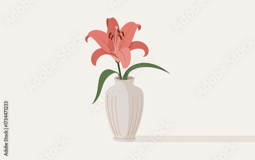 Elegant lily in vase illustration for decoration and design purposes